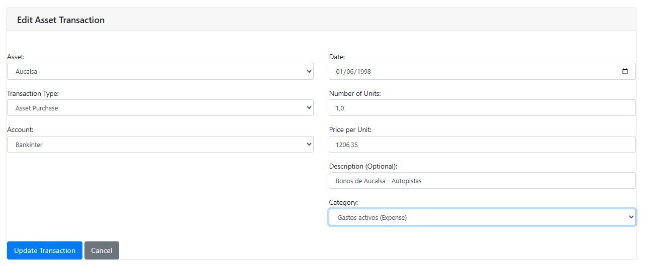 Edit an asset transaction
