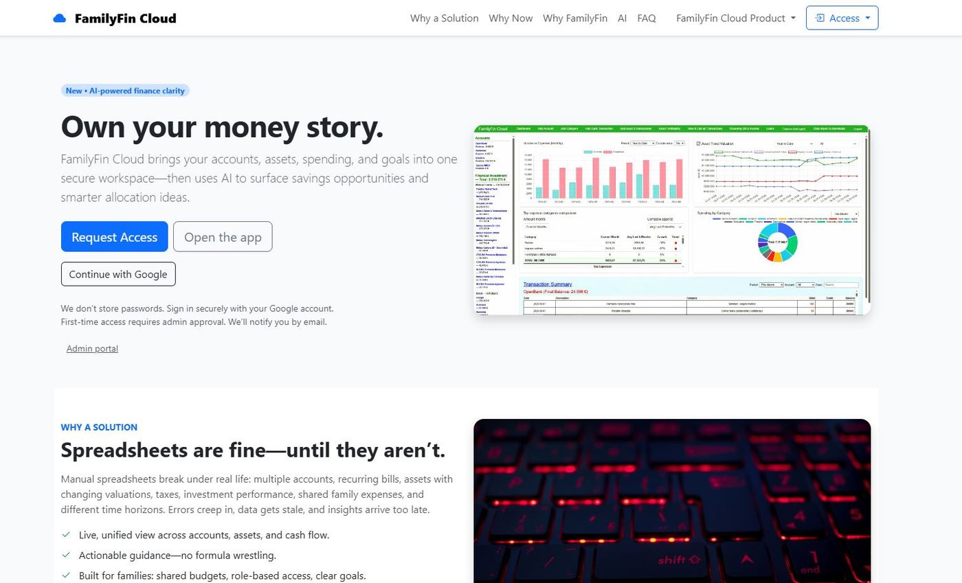 Marketing landing hero with product menu