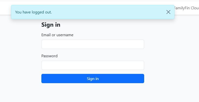 Sign-in screen (after logout)